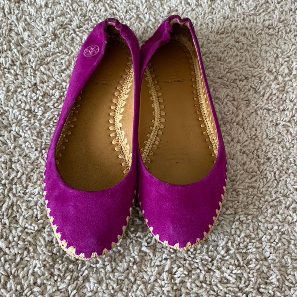 tory burch magenta suede ballet flats